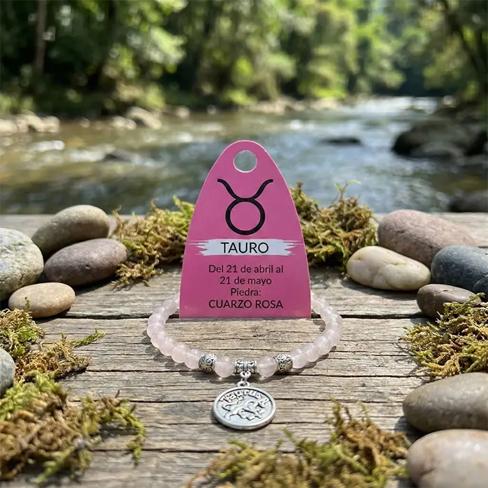 pulsera-horoscopo-tauro-piedra-cuarzo-rosa-6mm-charm-acero-joyeria-espiritual-aurystone